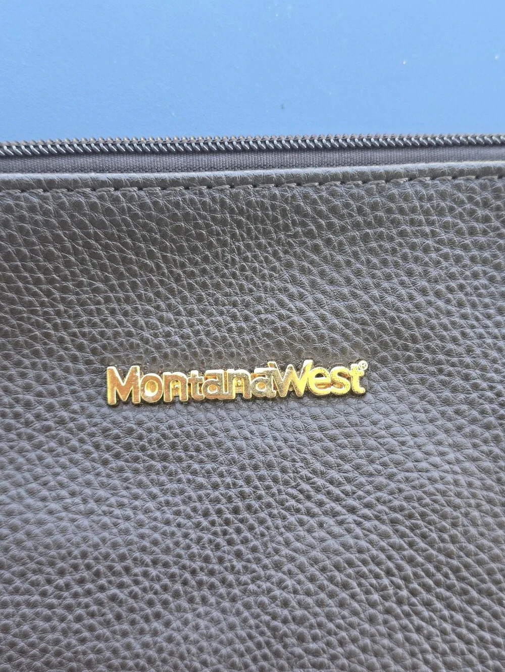 Montana West Brown Cosmetic Bag Makeup Pouch Toiletry Travel Case Zip Organizer